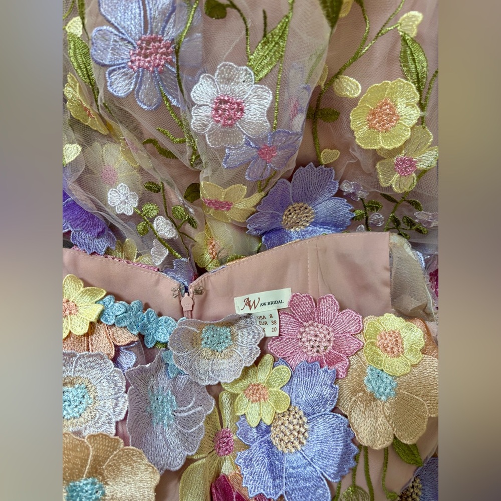 AW Bridal Catharine Floral Embroidered 3D Dress 8 & 6 & 22 - Picture 8 of 11